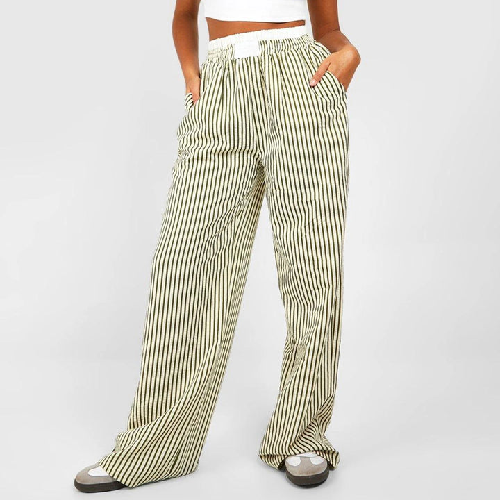 Lora - Wide Leg Striped Lounge Pants